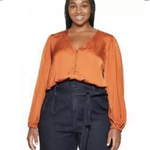 Ava & Viv burnt orange satin blouse